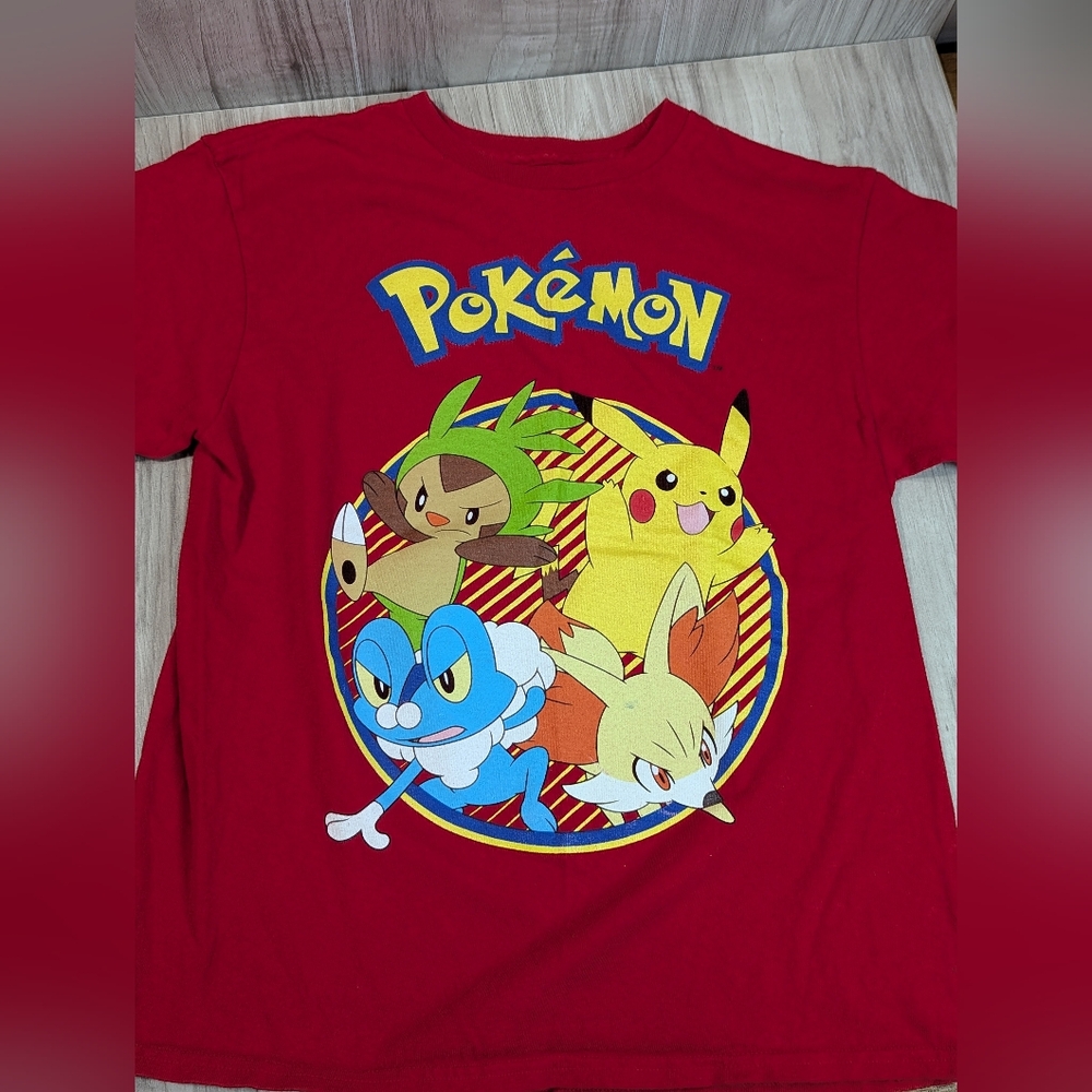 Kids Pokemon T Shirt Size Large Red Pikachu